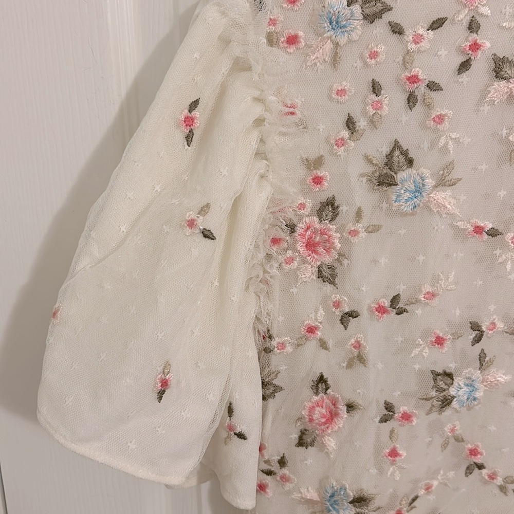 Ivy City Co White Floral Embroidered Lillian Tulle Midi Dress NWT Size Large - Picture 5 of 13